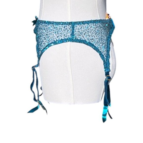Agent Provocateur Soirée Czarinah Blue Sequin Suspender Garter - Picture 9 of 12